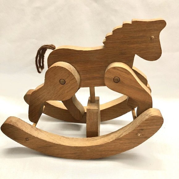 John Klein Other - Vintage Handcrafted Wood Rocking Horse Movable Legs Signed 1992 John Klein